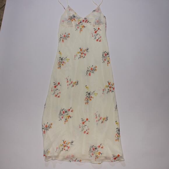 Verge Girl Cream Double Lined Midi Dress With A Cute Floral Pattern - Picture 1 of 3